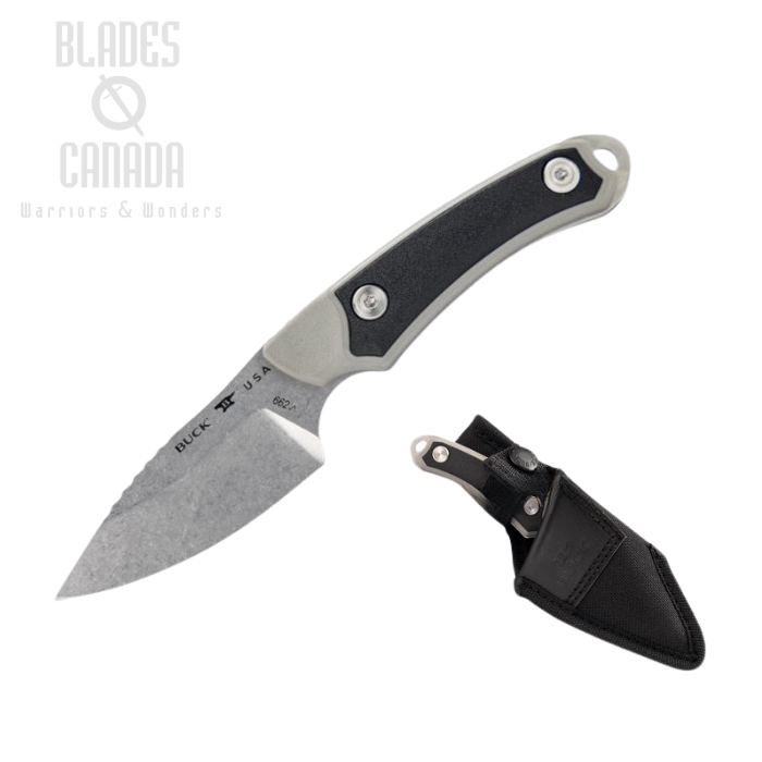 (image for) Buck Alpha Scout Select Fixed Blade Knife, 420HC, Grey GFN, Black Polyester Sheath, 0662GYS