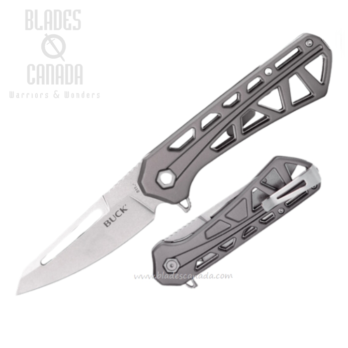 (image for) Buck 811 Trace Ops Flipper Folding Knife, Tanto Blade, Aluminum Gray, 0811GYS