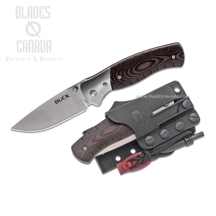 (image for) Buck Selkirk Folding Knife, Micarta/Stainless Steel, Nylon Sheath, 0836BRS