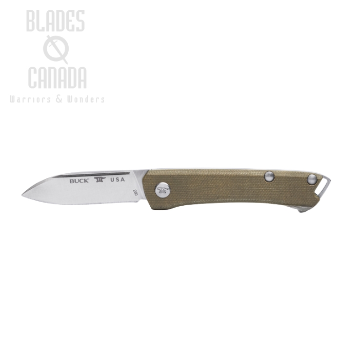 (image for) Buck 250 Saunter Slipjoint Folding Knife, 154CM Drop Point, Micarta OD Green, 0250GRS