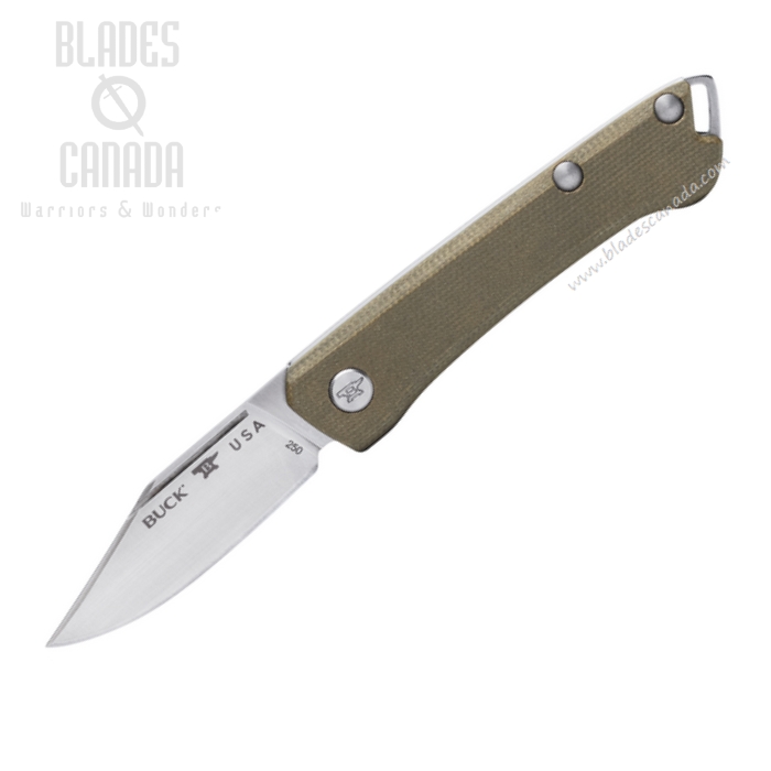 (image for) Buck 250 Saunter Slipjoint Folding Knife, 154CM Clip Point, Micarta OD Green, 0250GRS1