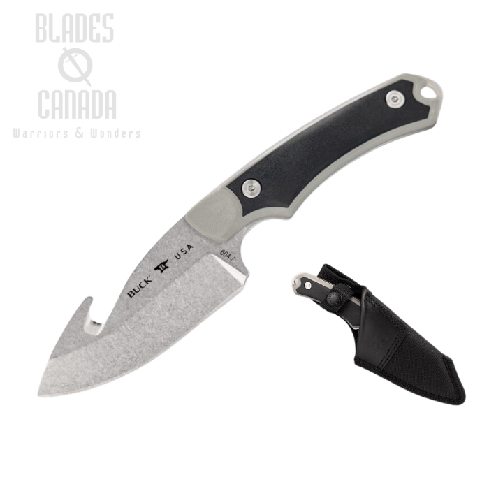 (image for) Buck Alpha Hunter Select Guthook Fixed Knife, 420HC, Grey GFN, Polyester Sheath, 0664GYG