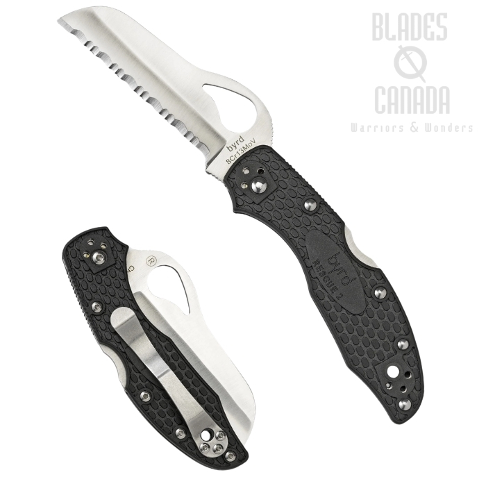 (image for) Byrd Meadowlark Rescue, FRN Black, by Spyderco, BY19SBK2