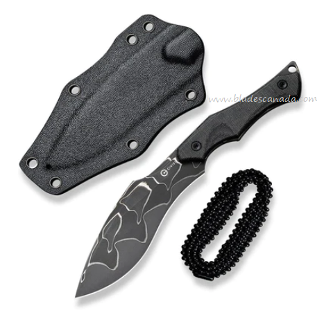 CIVIVI Vaquita II Fixed Blade Knife, Damascus, Micarta Black, 047C-DS1