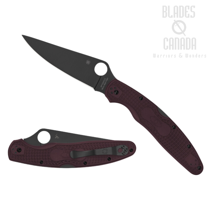 Spyderco Police 4 Lightweight Folding Knife, CTS-PD#1 Black, FRN Burgundy, Sprint Run, C07BGBKP4