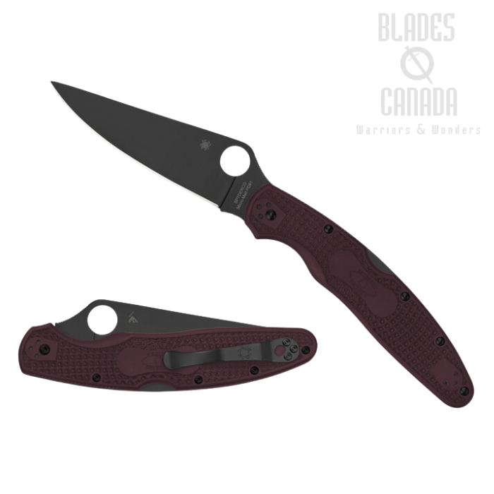 (Coming Soon) Spyderco Police 4 Lightweight Folding Knife, CTS-PD#1 Black, FRN Burgundy, Sprint Run, C07BGBKP4