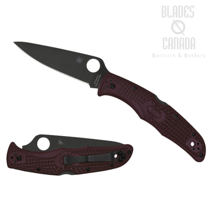(Coming Soon) Spyderco Endura 4 Lightweight Folding Knife, CTS-PD#1 Black, FRN Burgundy, Sprint Run, C10BGBKP