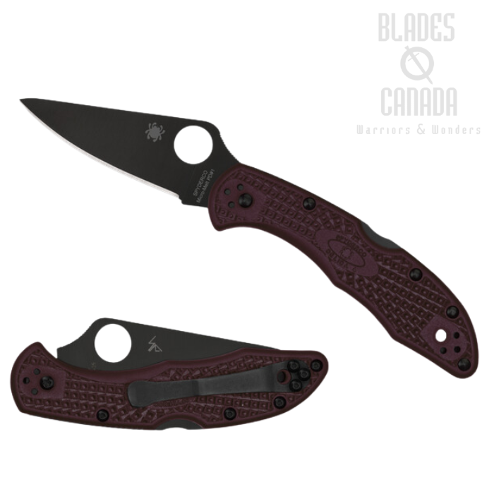 Spyderco Delica 4 Lightweight Folding Knife, CTS-PD#1 Black, FRN Burgundy, Sprint Run, C11BGBKP