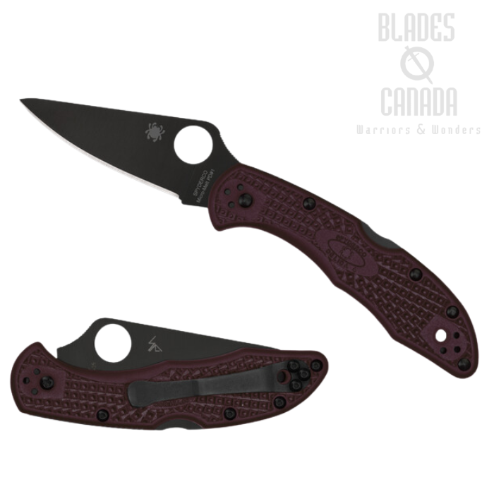 (Coming Soon) Spyderco Delica 4 Lightweight Folding Knife, CTS-PD#1 Black, FRN Burgundy, Sprint Run, C11BGBKP