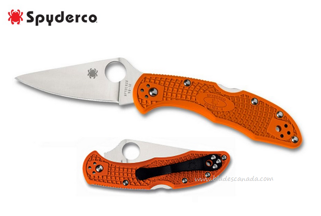 Spyderco Delica 4 Folding Knife, VG10, FRN Orange, C11FPOR - Click Image to Close