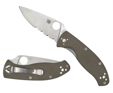 Spyderco Tenacious Folding KNife, CPM M4 Partially Serrated, G10 Brown, C122GBNM4PS