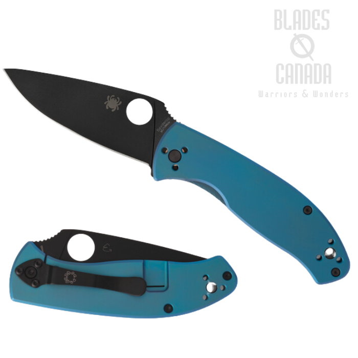 (Coming Soon) Spyderco Tenacious Folding Knife, Black Blade, Titanium Blue, C122TIBLBKP