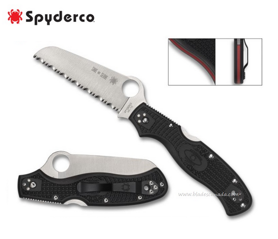Spyderco Rescue 3 Thin Red Line Folding Knife, VG10, FRN Black, C14FSBKRD3