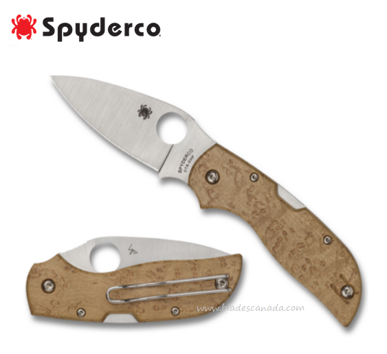Spyderco Chaparral Folding Knife, CTS XHP, Wood Birdseye Maple, C152WD - Click Image to Close