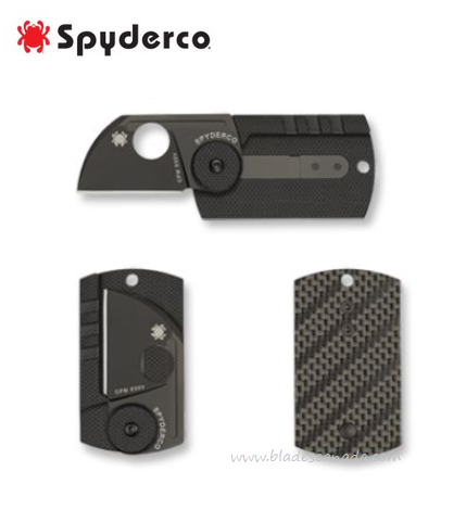 Spyderco Dog Tag Folding Knife, S30V, Carbon Fiber, C188CFBBK - Click Image to Close