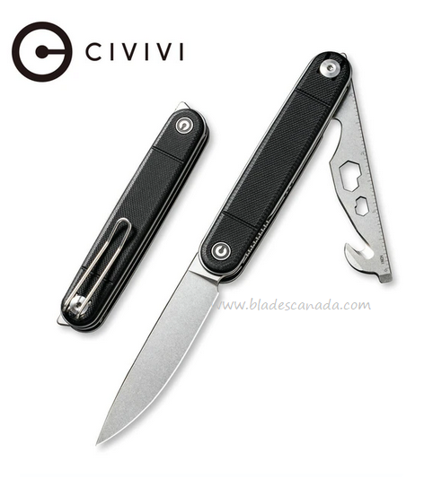 CIVIVI Crit Flipper Folding Multi-Tool Knife, Nitro-V, G10 Black, 20014F-1
