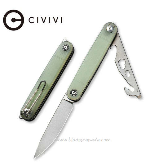 CIVIVI Crit Flipper Folding Multi-Tool Knife, Nitro-V SW, G10 Natural, 20014F-2