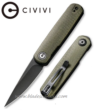 CIVIVI Lumi Flipper Folding Knife, 14C28N, Micarta Green, 20024-1