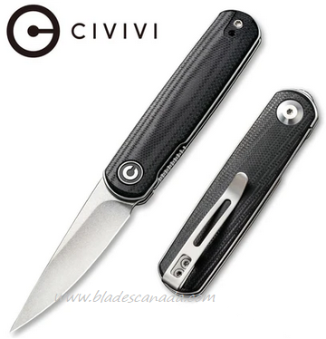 CIVIVI Lumi Flipper Folding Knife, 14C28N, G10 Black, 20024-3