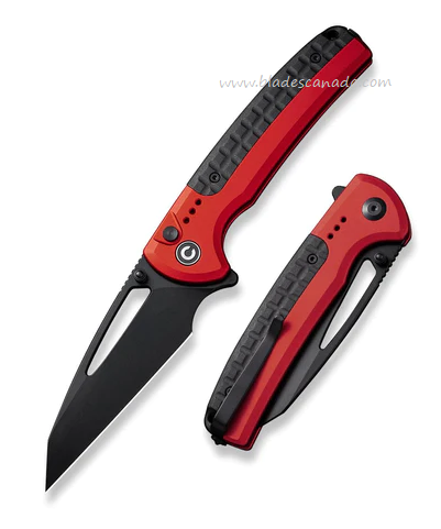 CIVIVI Sentinel Strike Flipper Button Lock Knife, K110 Black, Aluminum Red/FRN Black, C22025B-1