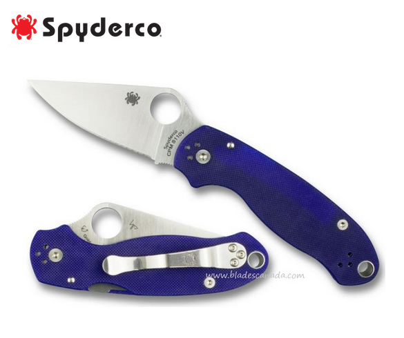 Spyderco Para 3 Compression Lock Folding Knife, S110V, G10 Blue, C223GPDBL
