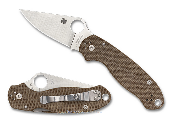 Spyderco Para 3 Folding Knife, CPM Cru-Wear, Micarta Brown, C223MPCW