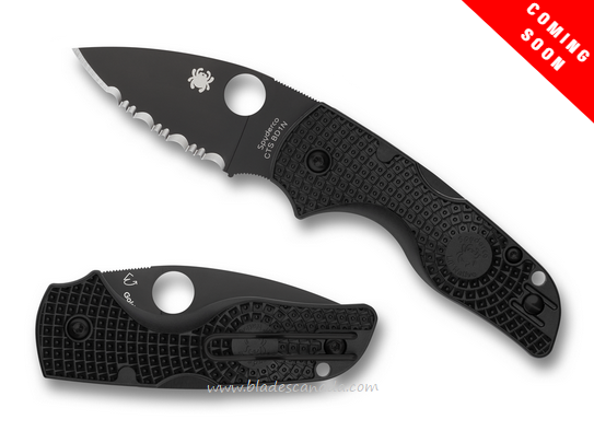 (Coming Soon) Spyderco Lil' Native Lightweight Folding Knife, CTS BD1N Serrated, FRN Black, C230SBBK