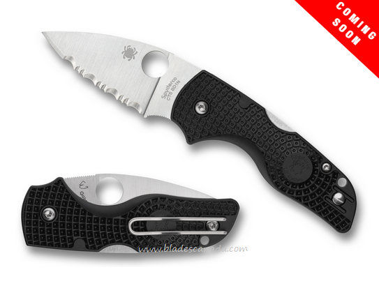 (Coming Soon) Spyderco Lil' Native Lightweight Folding Knife, CTS BD1N Serrated, FRN Black, C230SBK