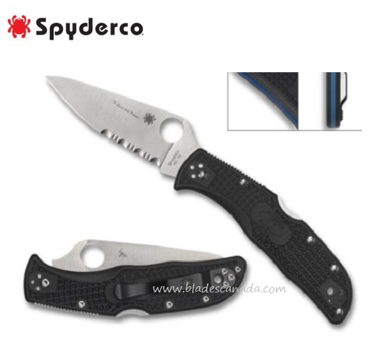 Spyderco Endela Thin Blue Line Folding Knife, VG10, FRN Black, C243FPSBKBL