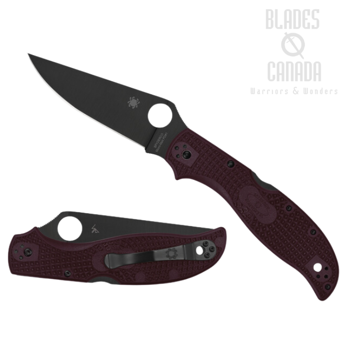 Spyderco Stretch 2 XL Lightweight Folding Knife, CTS-PD#1 Black, FRN Burgundy, Sprint Run, C258BGBKP
