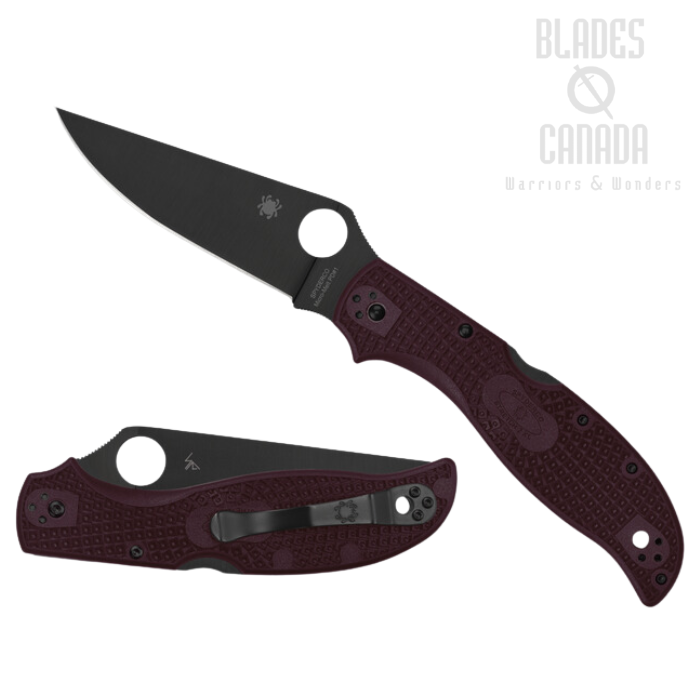 (Coming Soon) Spyderco Stretch 2 XL Lightweight Folding Knife, CTS-PD#1 Black, FRN Burgundy, Sprint Run, C258BGBKP