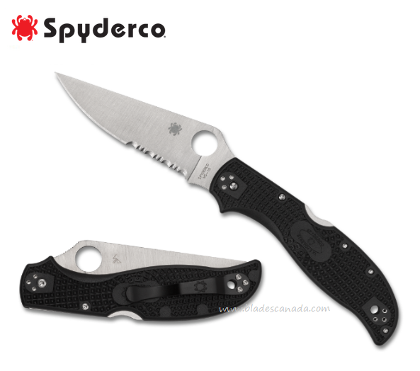 Spyderco Stretch 2 XL Lightweight Folding Knife, VG10 Partially Serrated, FRN Black, C258PSBK