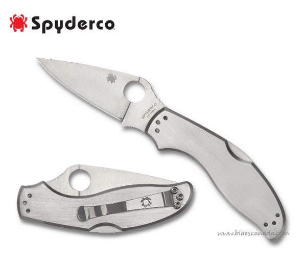 Spyderco Uptern Folding Knife, Stainless Handle, C261P - Click Image to Close