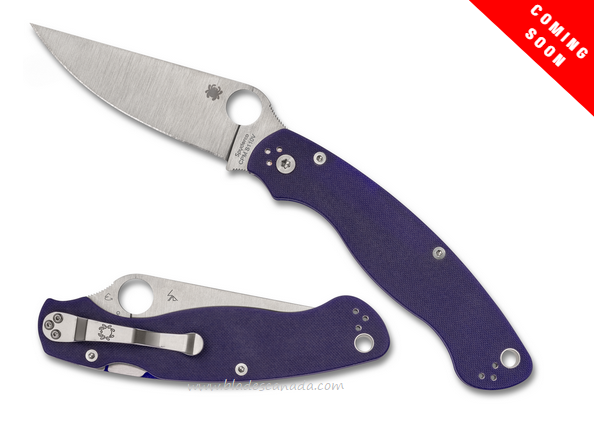 (Coming Soon) Spyderco Military 2 Compression Lock Folding Knife, CPM S110V, G10 Blue, C36GPDBL2
