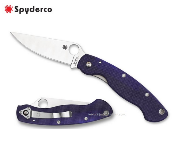 Spyderco Military Folding Knife, S110V, G10 Blue, C36GPDBL