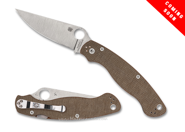 (Coming Soon) Spyderco Military 2 Folding Knife, CPM Cru-Wear, Micarta Brown, C36MPCW2