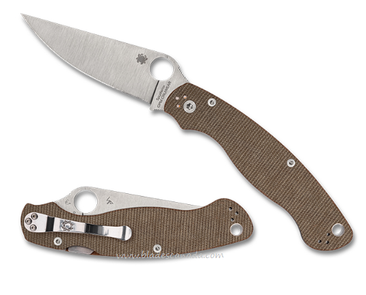 Spyderco Military 2 Folding Knife, CPM Cru-Wear, Micarta Brown, C36MPCW2