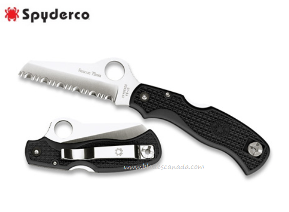 Spyderco Rescue Lightweight Folding Knife, VG10 79mm, FRN Black, C45SBK - Click Image to Close