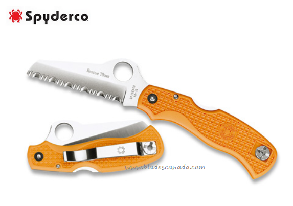 Spyderco Rescue Folding Knife, VG10 Steel, FRN Orange, C45SOR