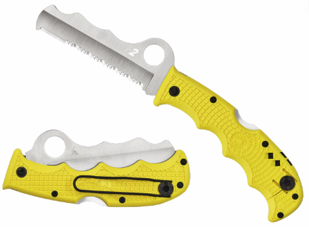 Spyderco Assist Folding Knife, H2 Steel, FRN Yellow, Glass Breaker, C79PSYL