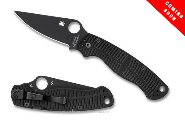 (Coming Soon) Spyderco Para Military 2 Salt Folding Knife, CPM Magnacut Black, G10 Black, C81GMCBKP2