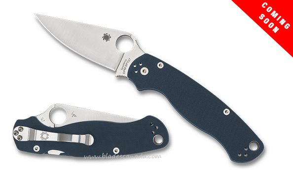 (Coming Soon) Spyderco Para Military 2 Folding Knife, CPM SPY27, G10 Blue, C81GPCBL2