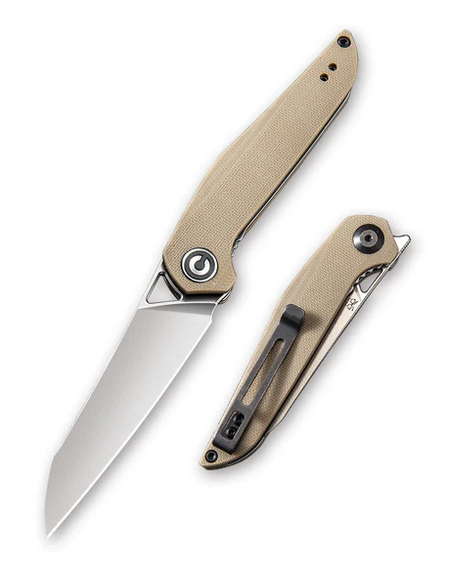 CIVIVI Mckenna Flipper Folding Knife, D2, G10 Tan, 905A - Click Image to Close