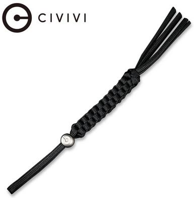 CIVIVI Sphere Black Tied Paracord Lanyard, Titanium Grey Bead, A-09B