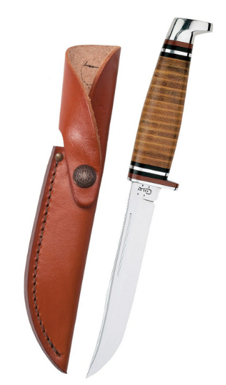 Case Utility Hunter Fixed Blade Knife, Stainless, Leather Handle, Leather Sheath, 00381