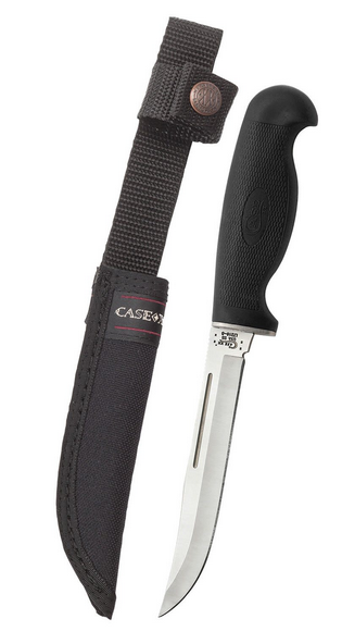 Case Utility Hunter Fixed Blade Knife, Stainless, Synthetic Black, Nylon Sheath, 00583