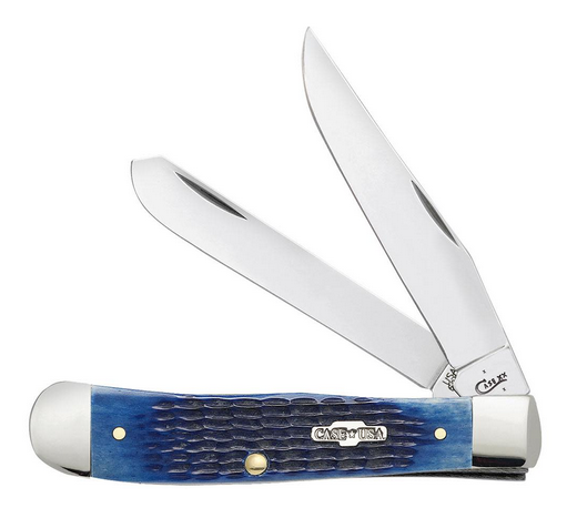 Case Trapper Slipjoint Folding Knife, Stainless, Jig Blue Bone, 02800