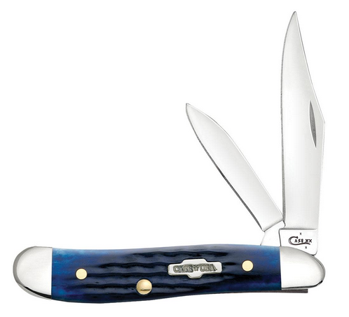 Case Peanut Slipjoint Folding Knife, Stainless, Jig Blue Bone, CA02802