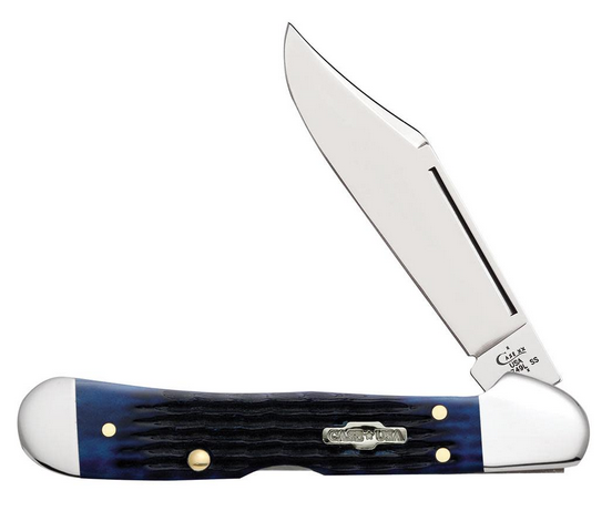 Case Mini CopperLock Lockback Folding Knife, Stainless, Jig Blue Bone, 02864