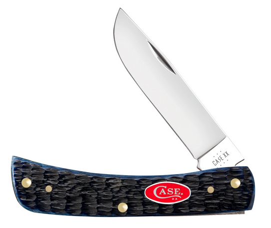 Case Sod Buster Jr Slipjoint Folding Knife, Stainless, Rogers Jig Navy Blue Bone, 06890